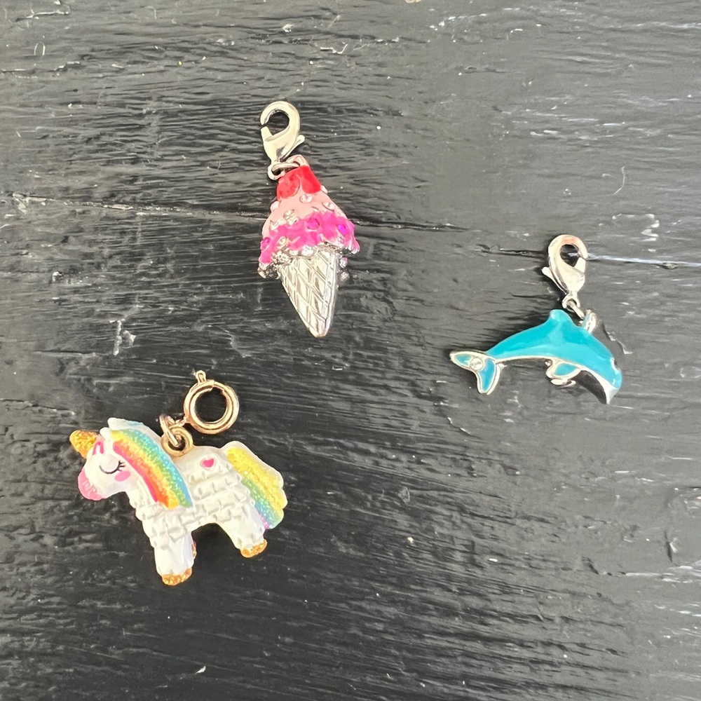 Boutique High Quality Unicorn, Ice Cream, and Dolphin Charms - 3 Pc. - Picture 3 of 8